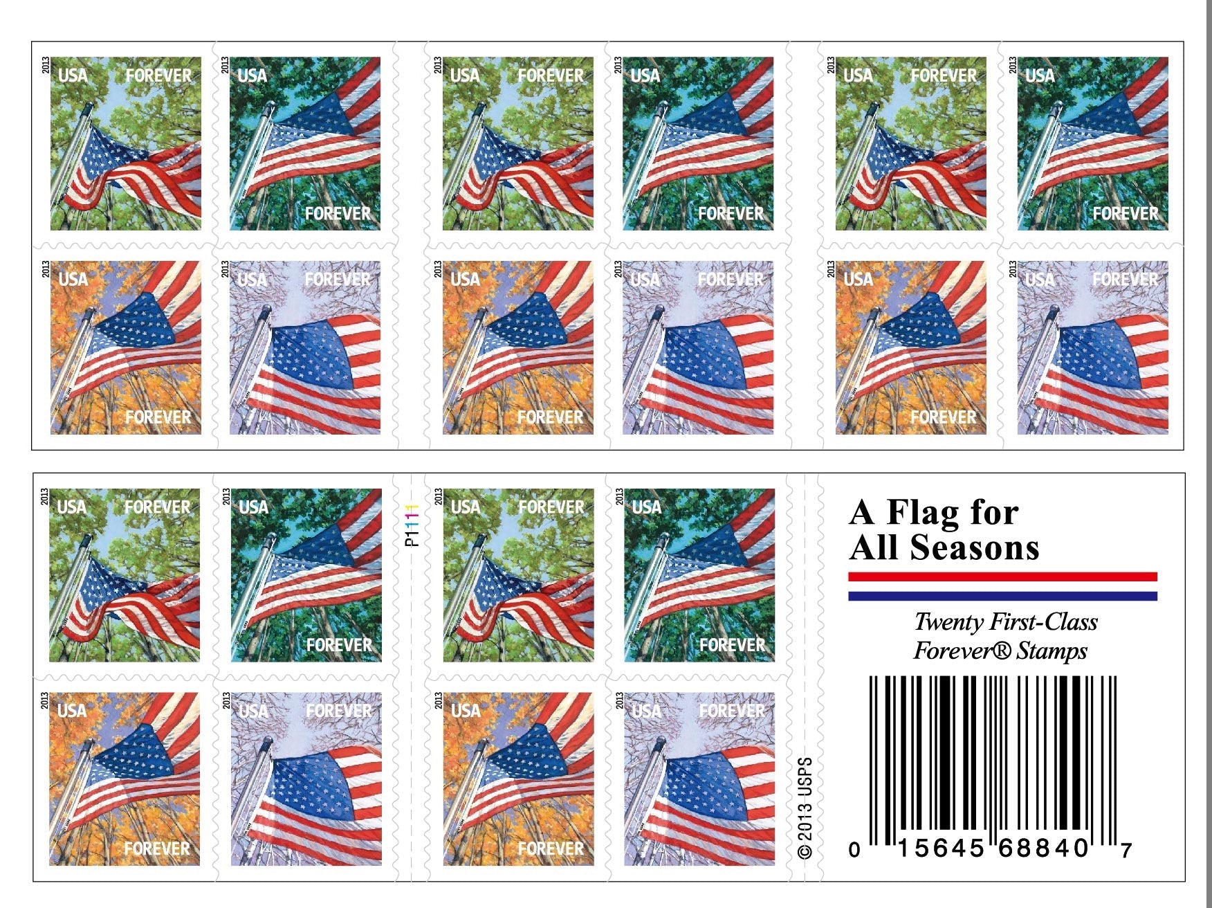 US All Season Flags Forever First Class Postage Stamps-ForeverStamps