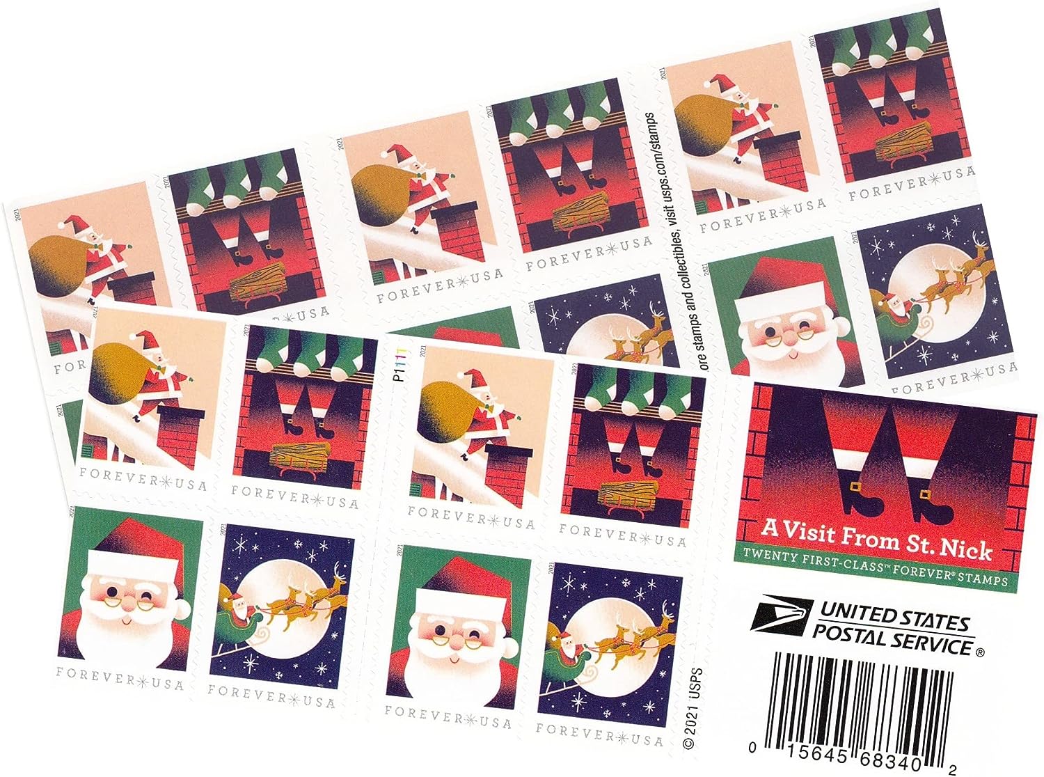 A Visit From St. Nick 2021 USPS Forever First Class Postage Stamps-ForeverStamps