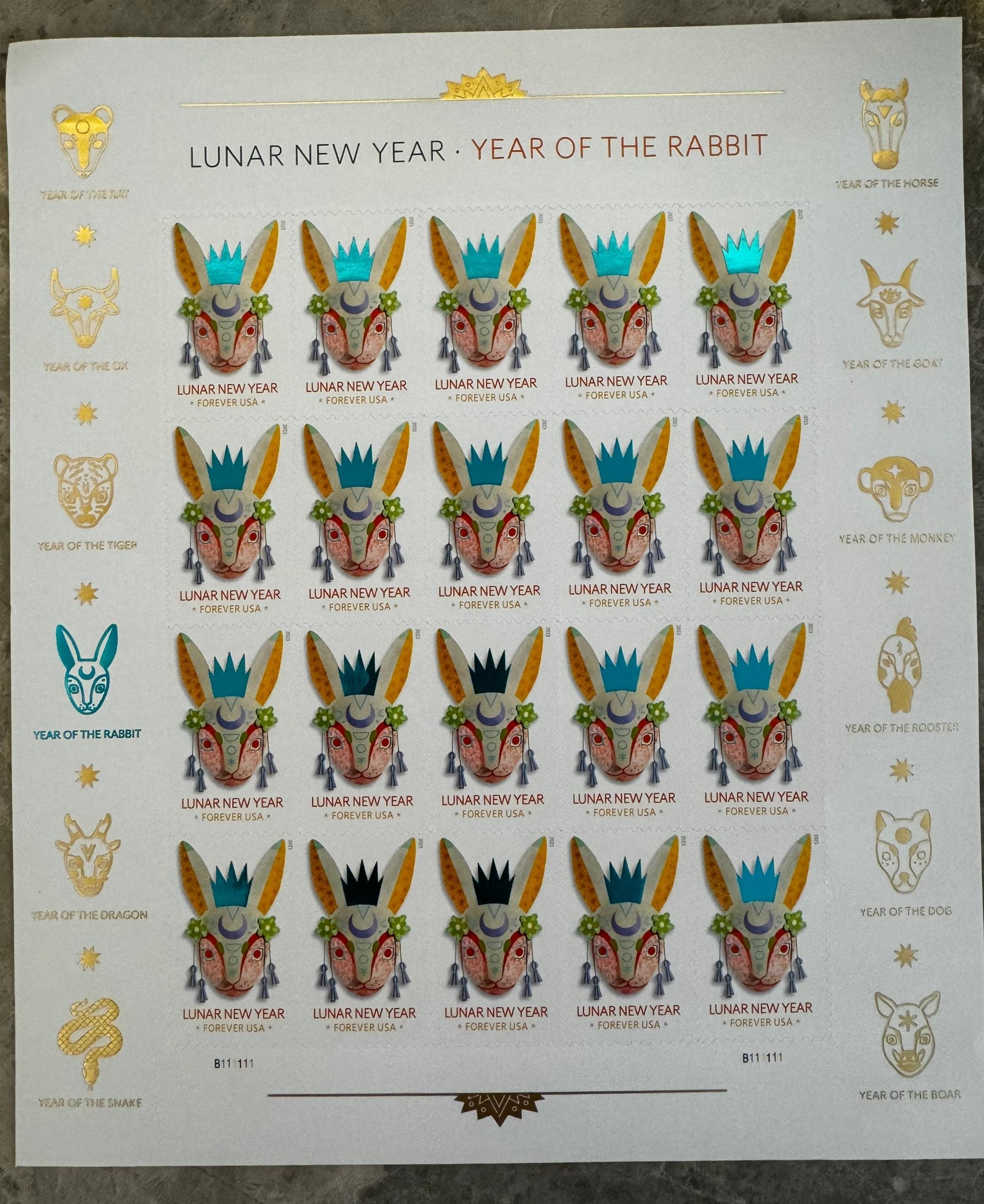 Year of the Rabbits Celebrates Lunar New Year Forever First Class Postage Stamps-ForeverStamps