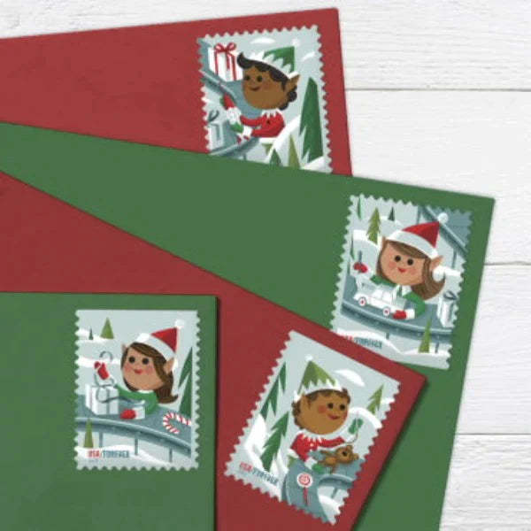 USPS Holiday Elves Forever Postage Stamps-ForeverStamps