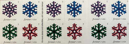 USPS Geometric Snowflakes Forever First Class Postage Stamps-ForeverStamps