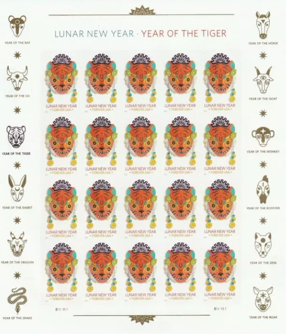 Year of the Tiger Stamp Celebrates Lunar New Year Forever First Class Postage Stamps-ForeverStamps