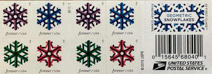 USPS Geometric Snowflakes Forever First Class Postage Stamps-ForeverStamps