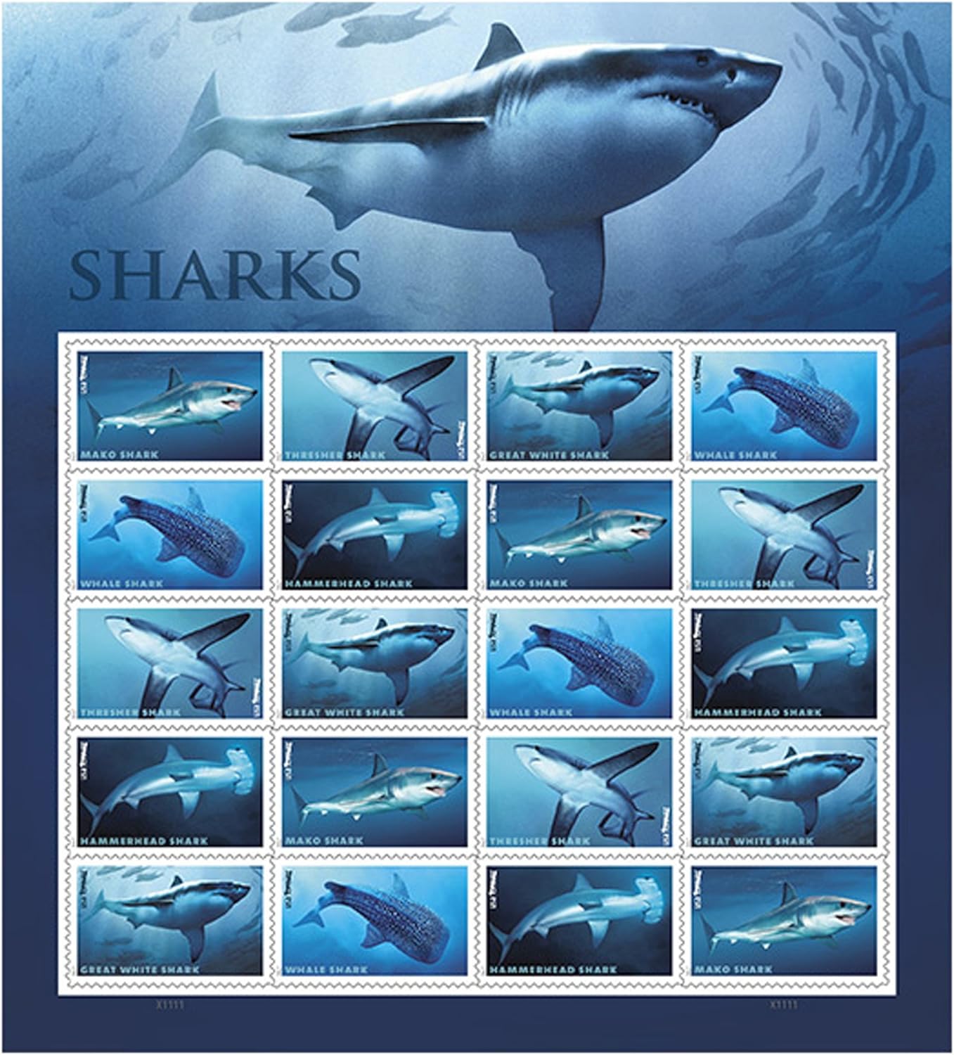 USPS Sharks Ecotourism Conservation Preservation Ecology Nature Forever First Class Postage Stamps-ForeverStamps