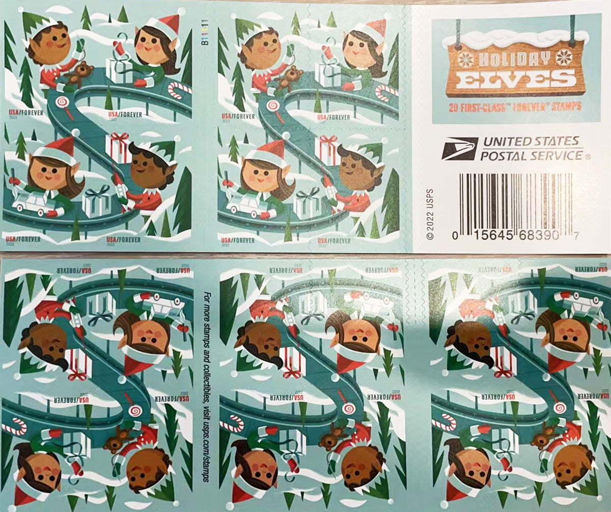 USPS Holiday Elves Forever Postage Stamps-ForeverStamps