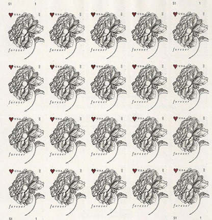 Antique Vintage Rose Forever First Class Postage Stamps-ForeverStamps