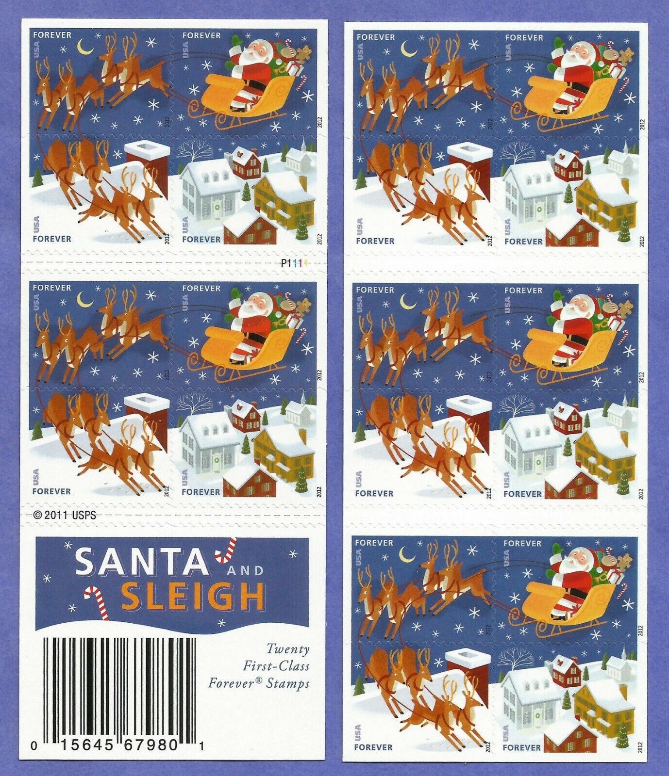 Santa and Sleigh Forever First Class Postage Stamps-ForeverStamps