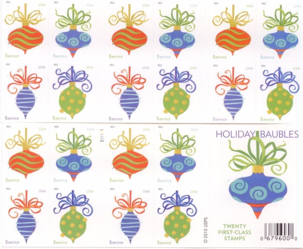USPS Holiday Baubles Forever First Class Postage Stamps-ForeverStamps