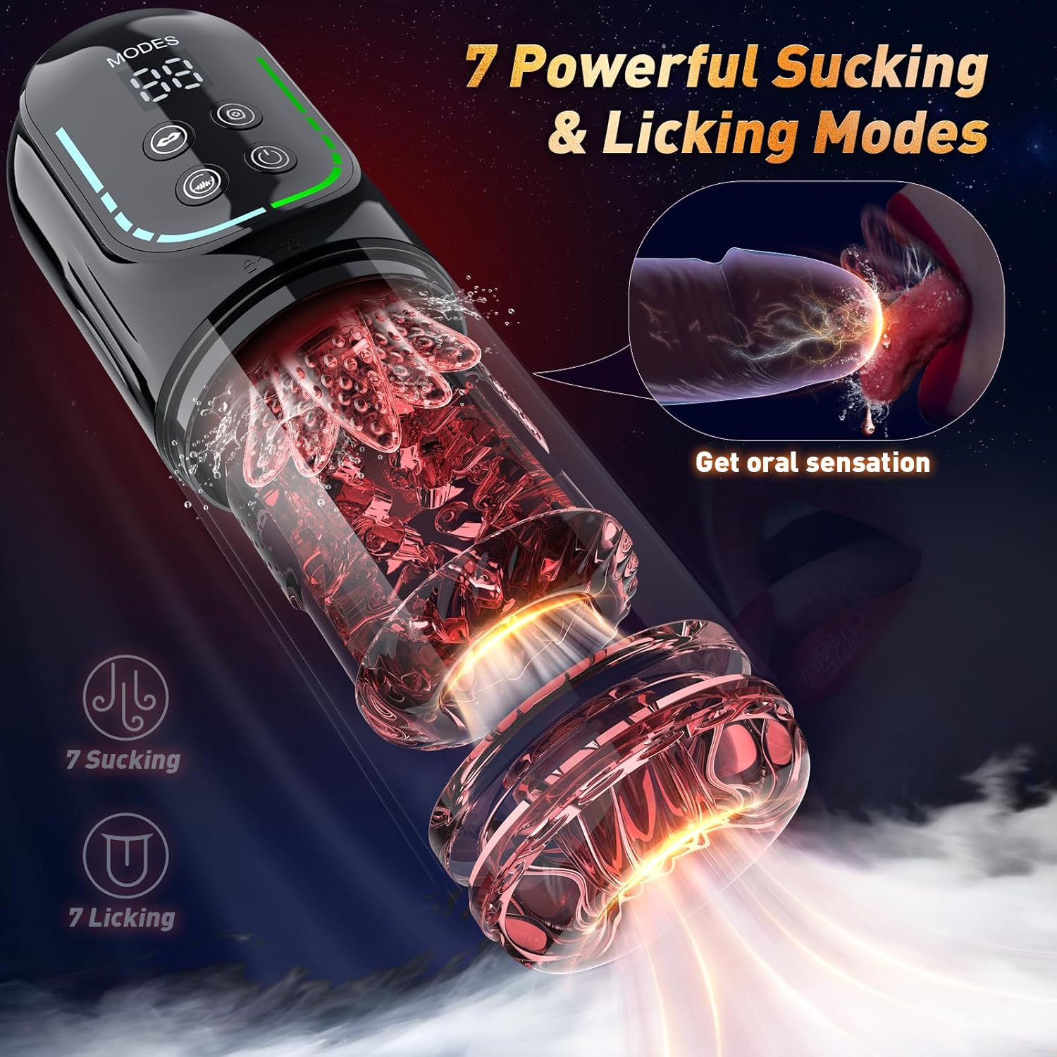 Male Masturbator Penis Pump - Male Sex Toys for Men Sex Toy Pocket Pussies 7 Thrusting Rotating Vibrating Sucking Licking Stroker Adult Toys Vacuum Pumps & Enlargers LCD with APP