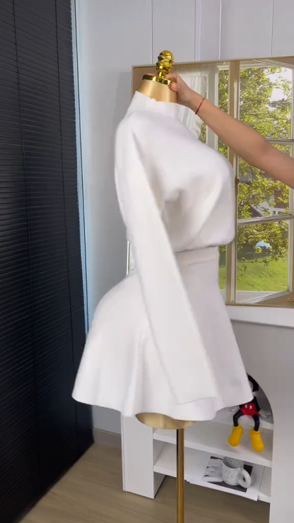 Women's Casual Mock Neck Sweater Dress, Fall/Winter Long Sleeve Solid Relaxed Fit Knit Dress