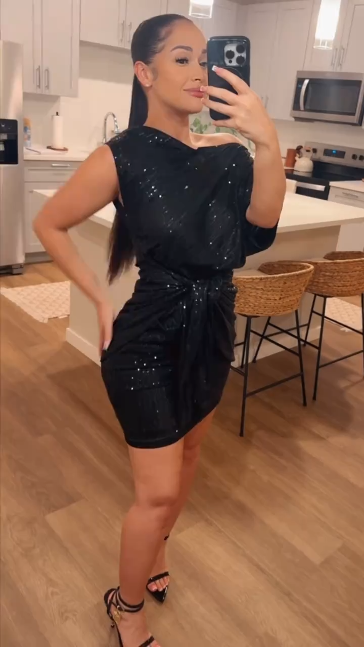  Women Sequined Party Dress Short Sleeve Asymmetric Off Shoulder Bodycon Dress, Denim Tears Dress, Flounce Dress, Swing Mini Dress for Christmas & Halloween Party