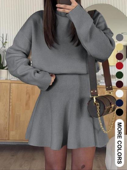 Women's Casual Mock Neck Sweater Dress, Fall/Winter Long Sleeve Solid Relaxed Fit Knit Dress