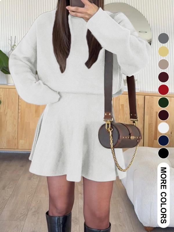 Women's Casual Mock Neck Sweater Dress, Fall/Winter Long Sleeve Solid Relaxed Fit Knit Dress