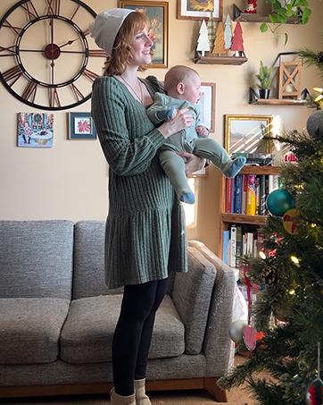 WIHOLL Womens Square Neck Long Sleeve Fall Dresses Casual Babydoll Sweater Dress