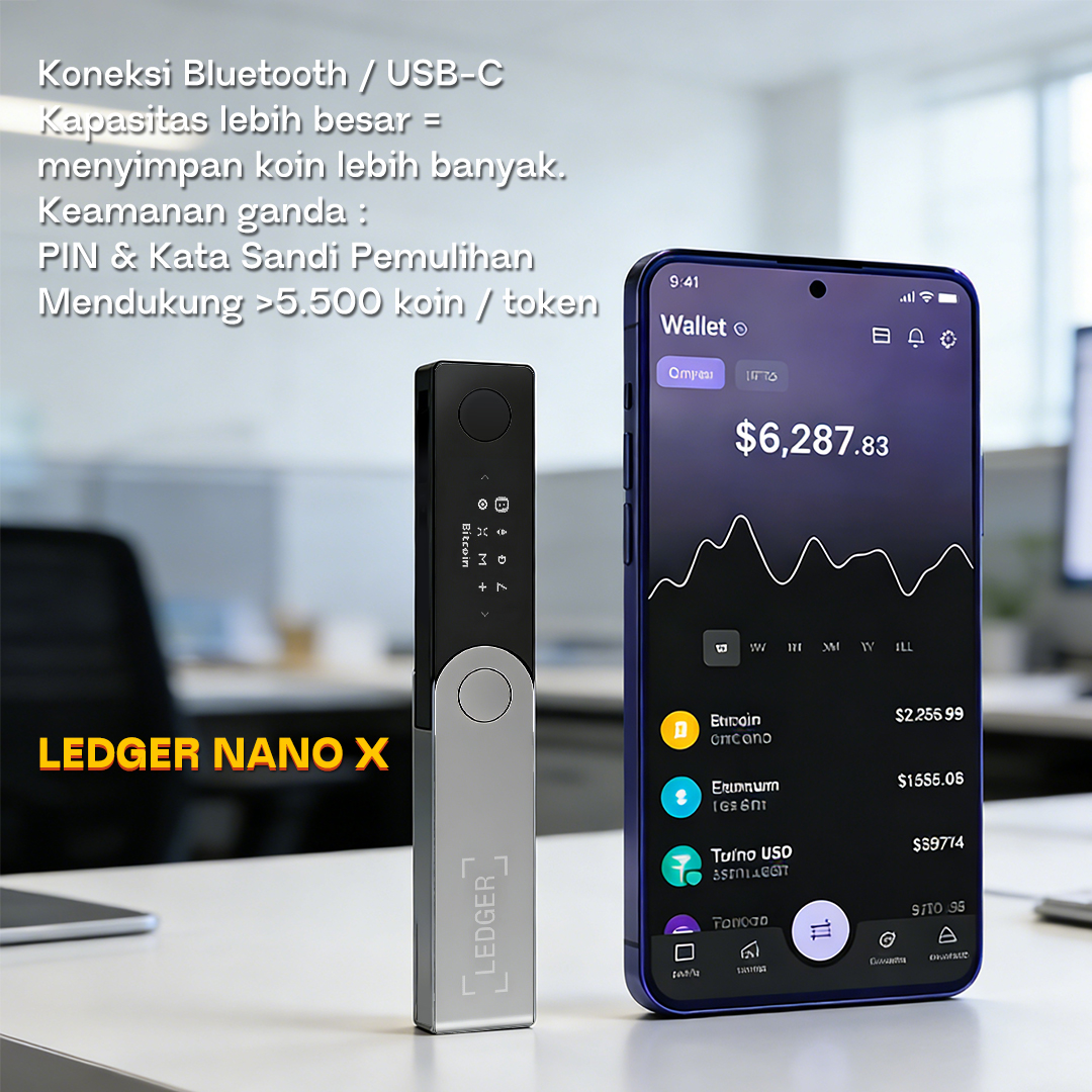 Ledger Nano X Cold Wallet | Bluetooth Hardware Wallet | Offline Storage for Crypto Assets | Securely Manage Bitcoin, Ethereum, and Various Digital Currencies