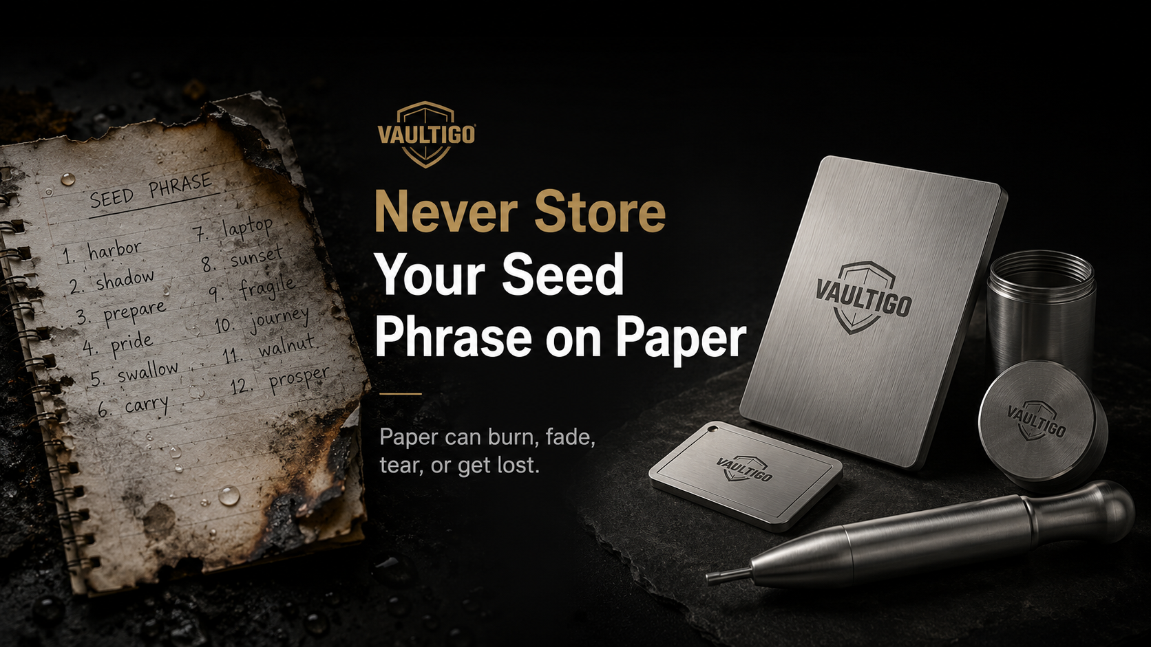 Never store your seed phrase on paper