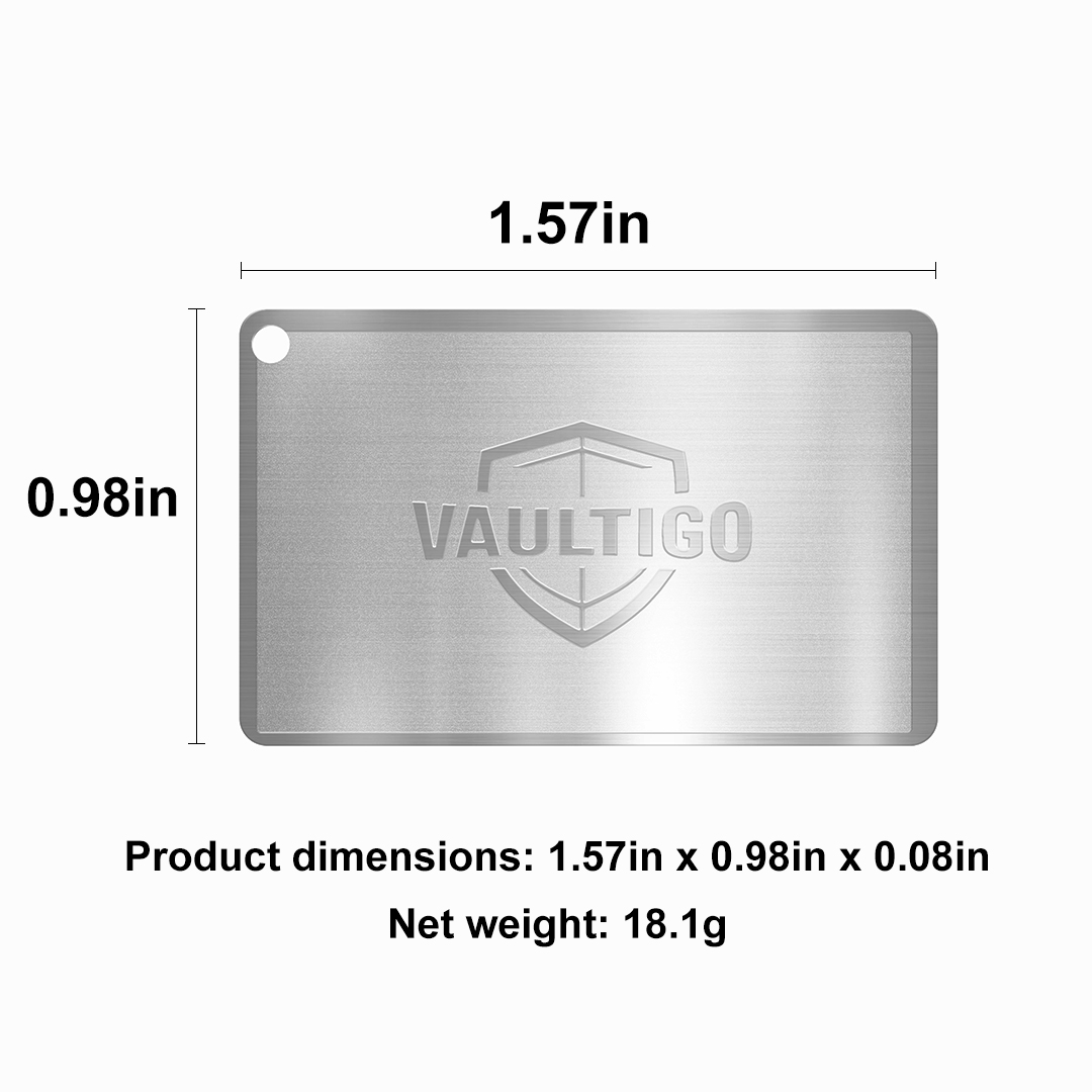 Titanium Mini Rectangle Seed Phrase Backup Plate