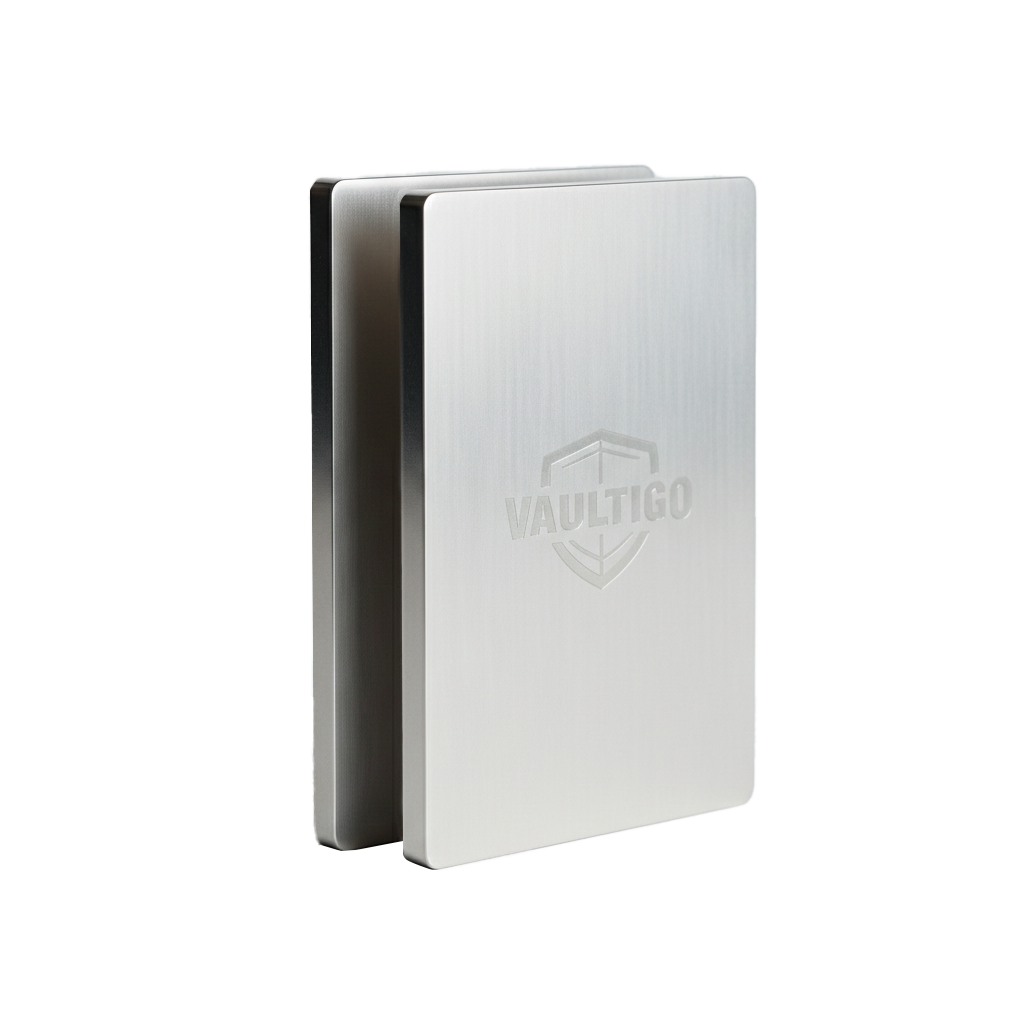 Vaultigo titanium rectangle seed phrase backup plate main image