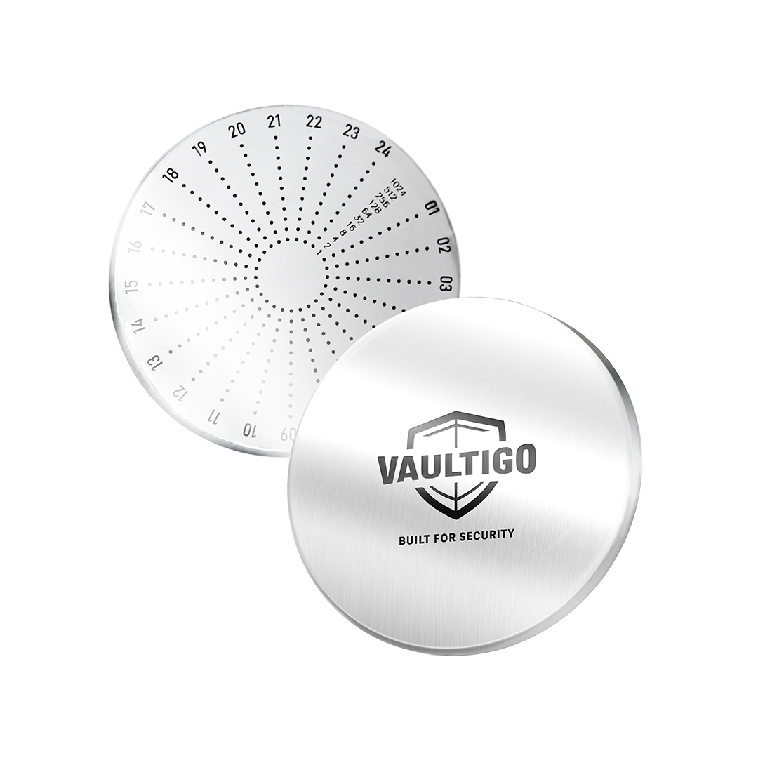 Vaultigo Stainless Steel Round Mnemonic Plate - Front & Back View