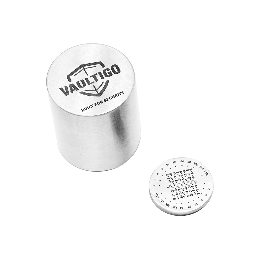 vaultigo-stainless-steel-capsule-seed-phrase-backup-plate-main-with-accessories