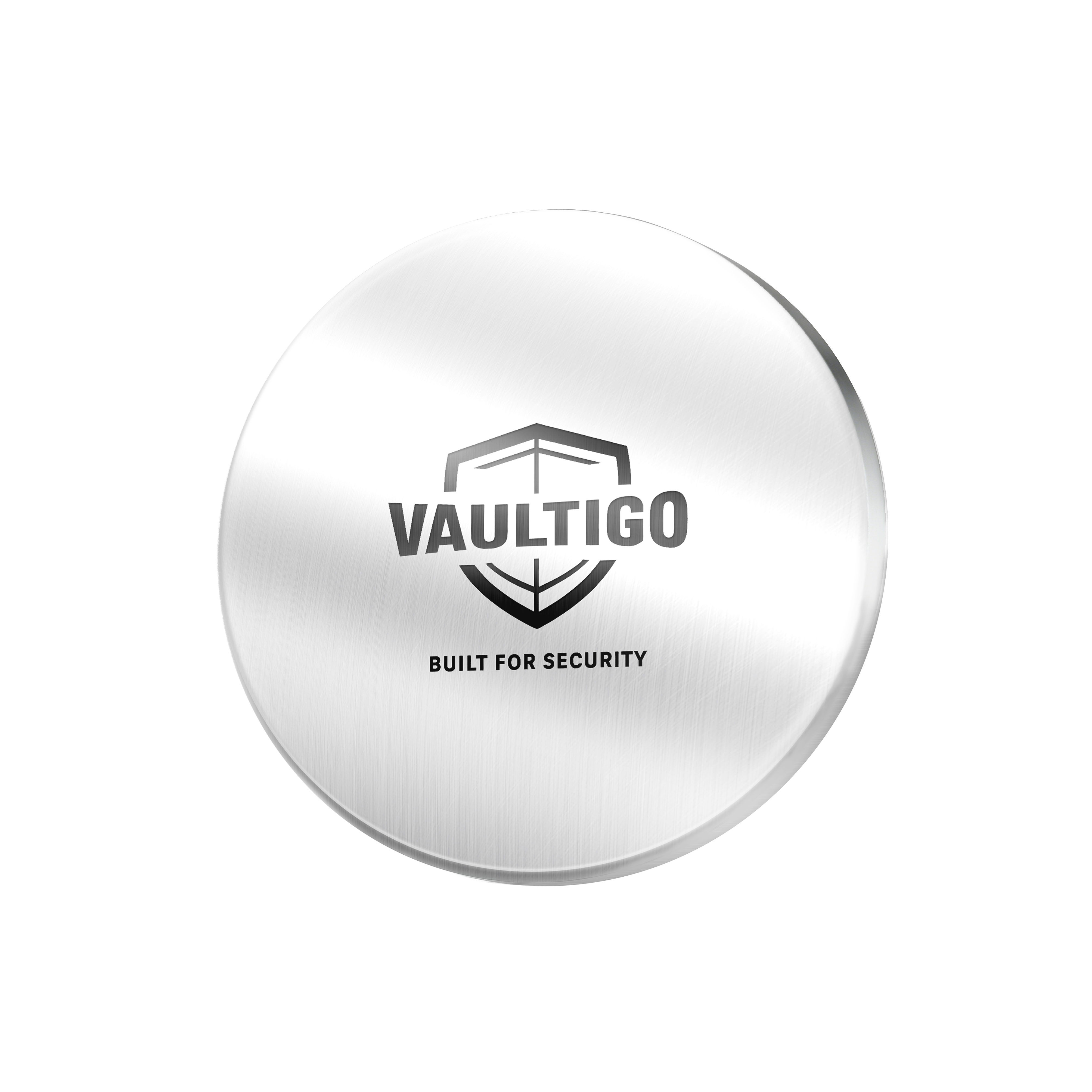 Vaultigo Stainless Steel Round Seed Phrase Backup Plate - Front View