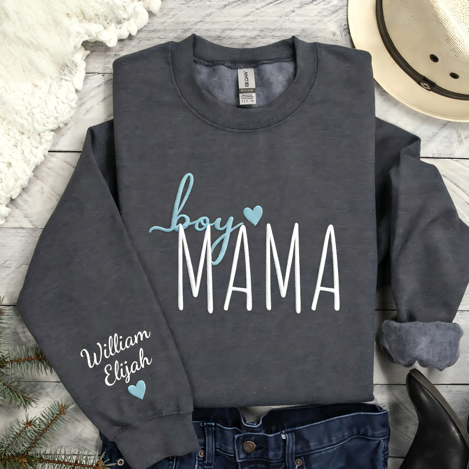 Personalized Boy Mama Sweatshirt With Kid Names