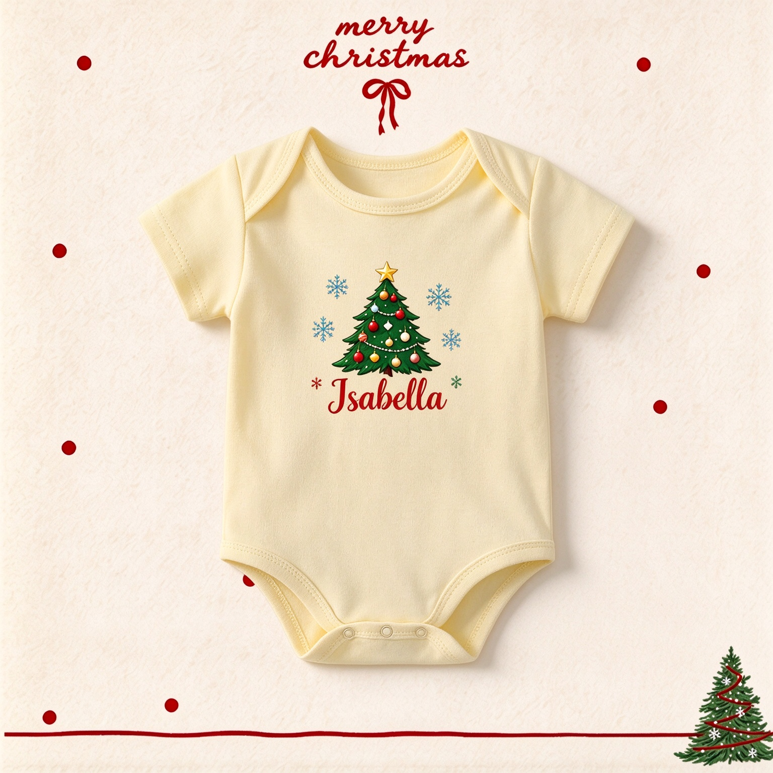 Custom Name Christmas Baby Onesie, Personalized Xmas Newborn Bodysuit