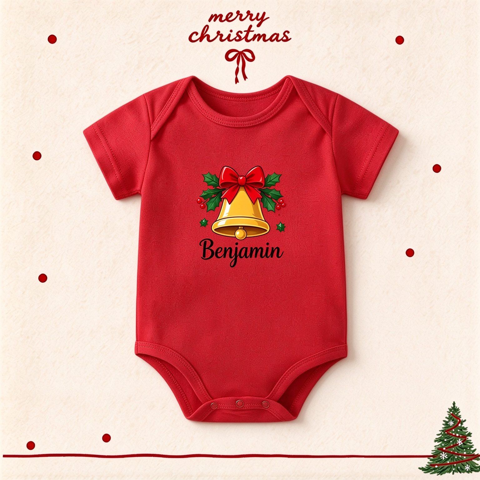 Custom Name Christmas Baby Onesie, Personalized Xmas Newborn Bodysuit