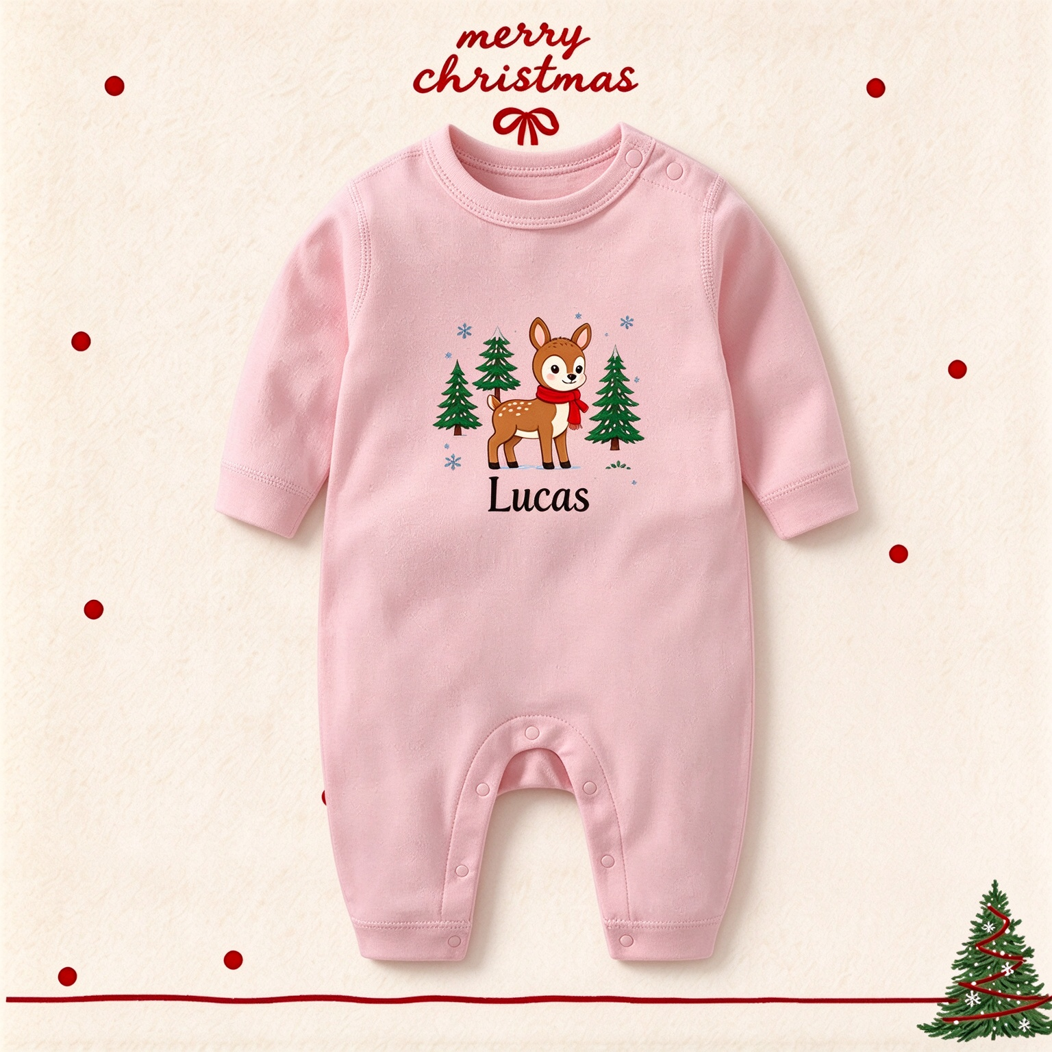 Custom Name Christmas Baby Onesie, Personalized Xmas Newborn Bodysuit