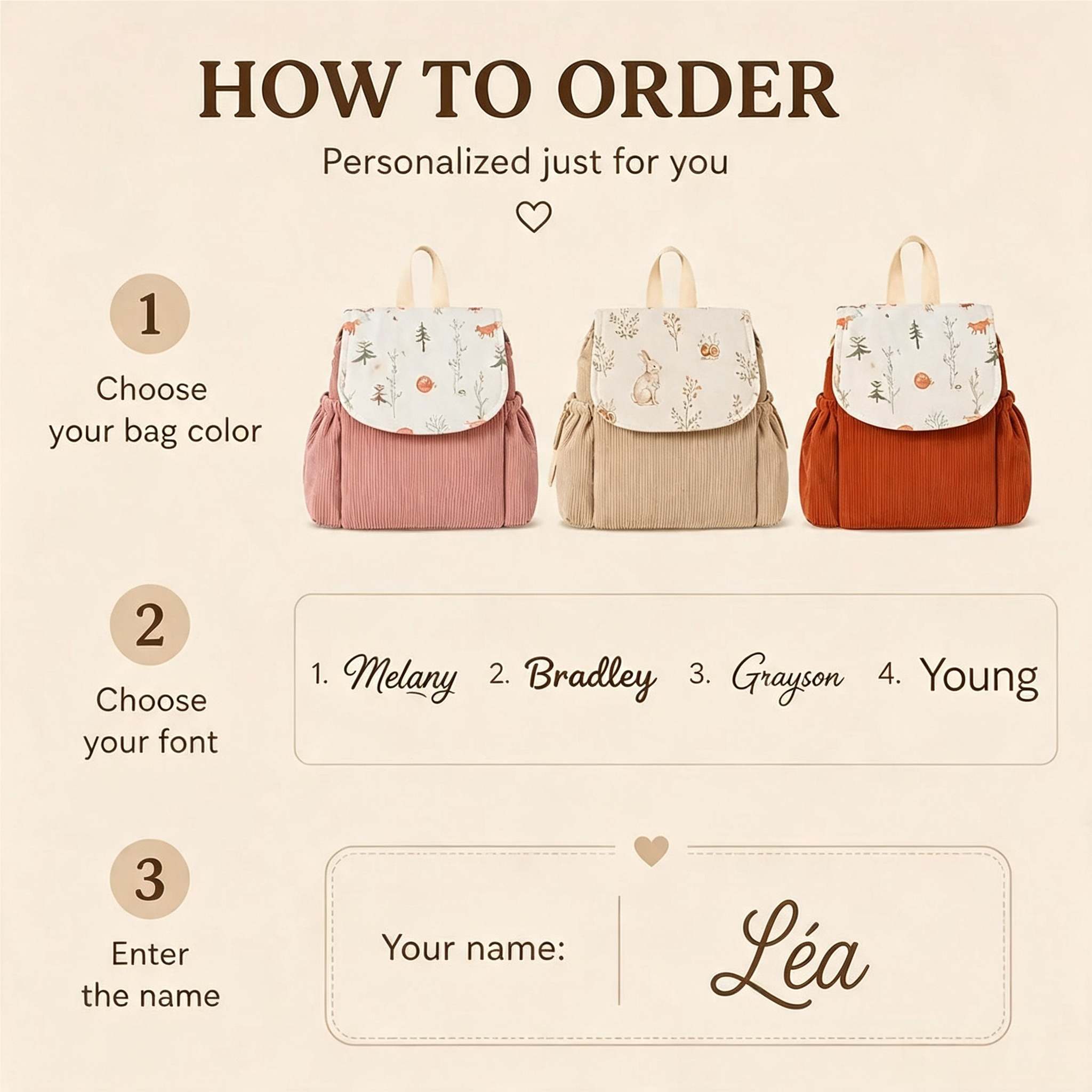 Embroidered name bag | Baby stroller bag | Nursery bag | Personalized baby gift, personalized gift, back to school