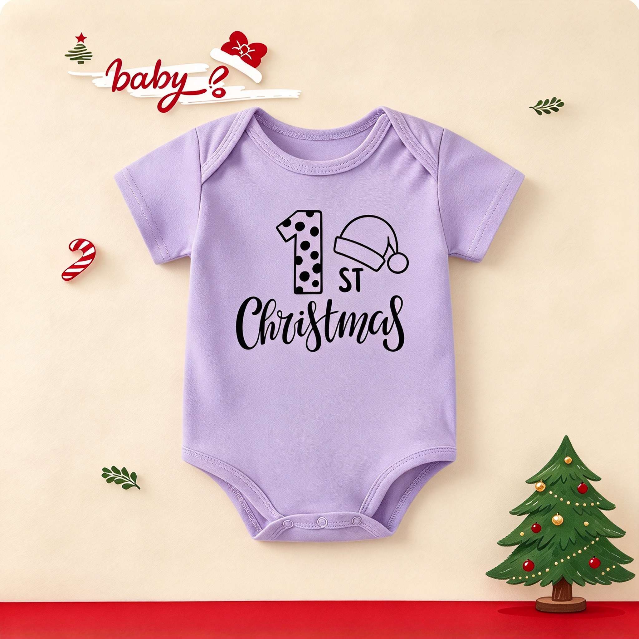 Custom Our First Christmas Baby Romper | Personalized Newborn Christmas Gift
