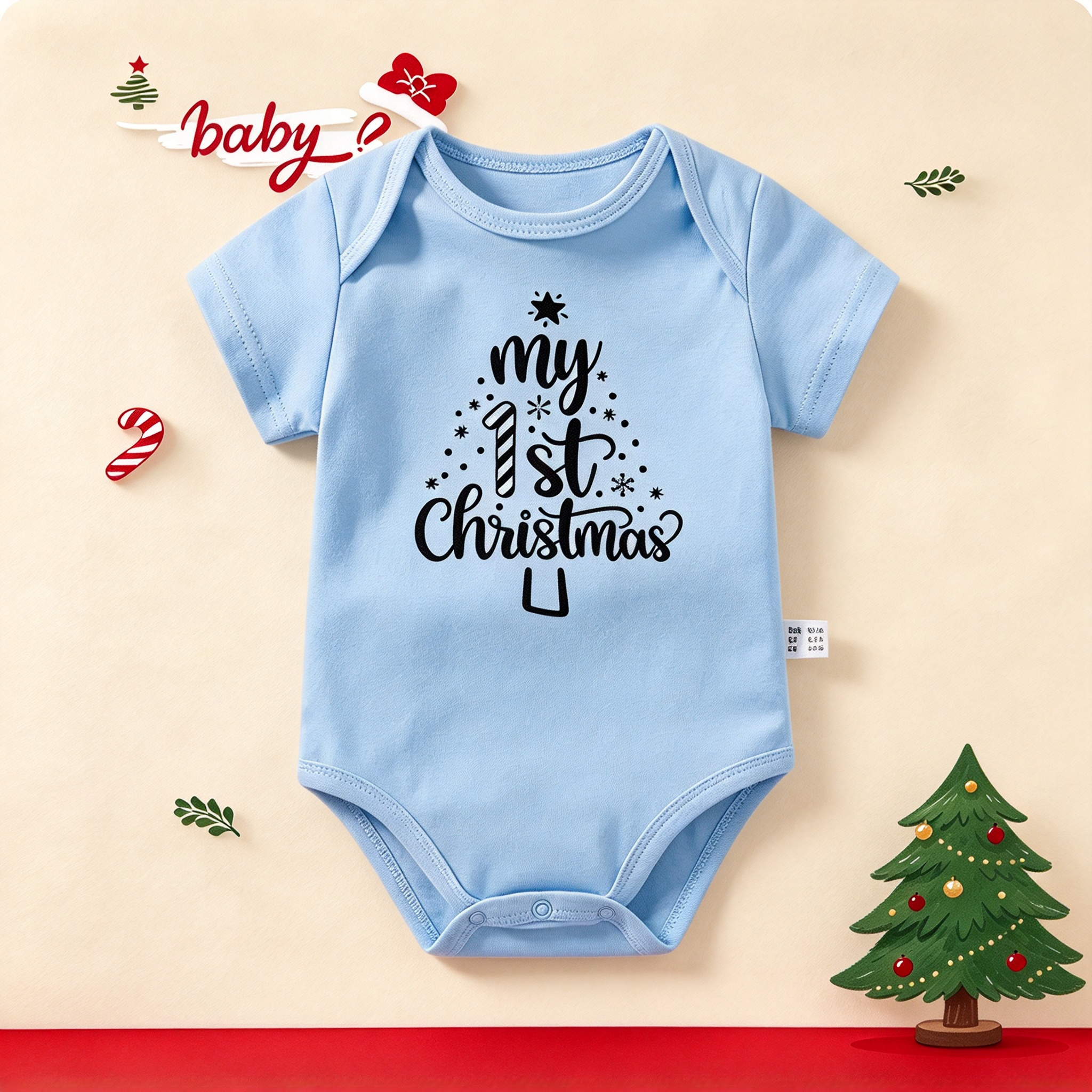 Custom Our First Christmas Baby Romper | Personalized Newborn Christmas Gift