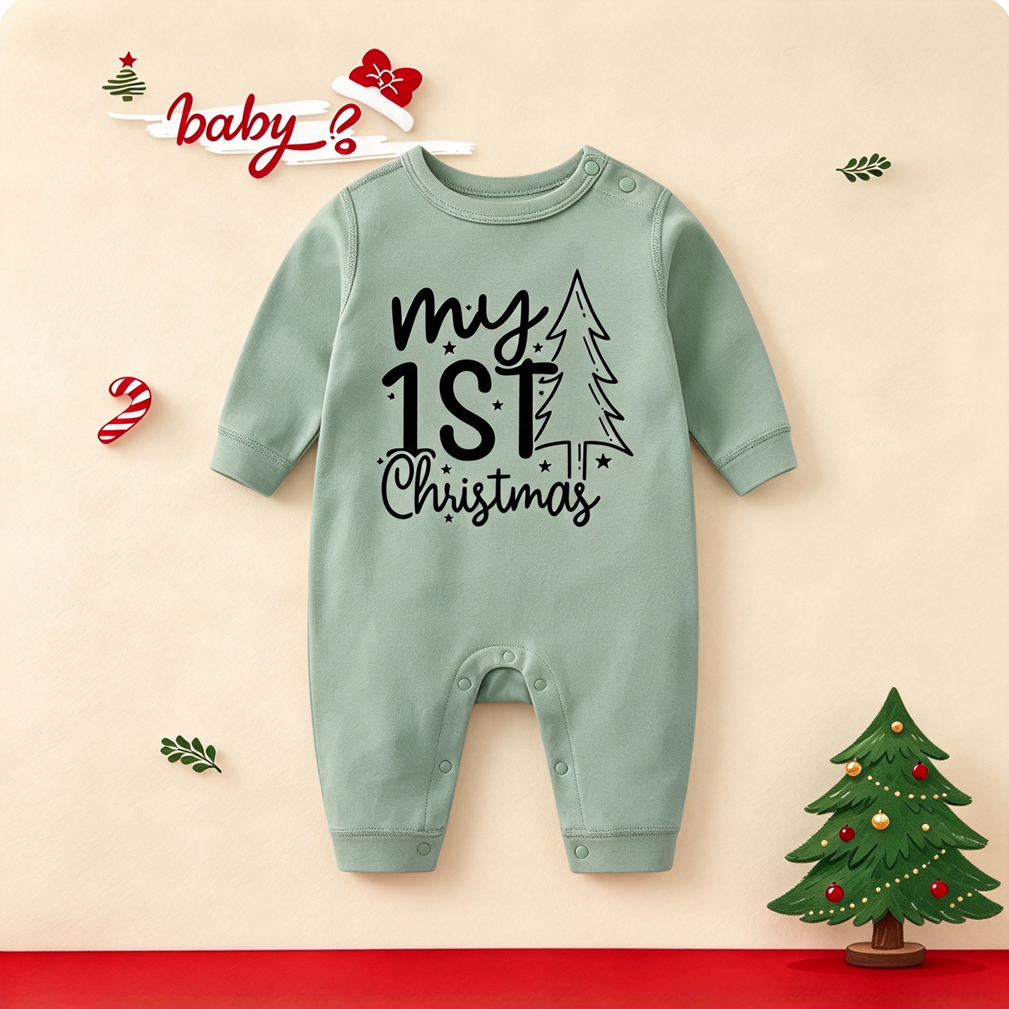 Custom Our First Christmas Baby Romper | Personalized Newborn Christmas Gift