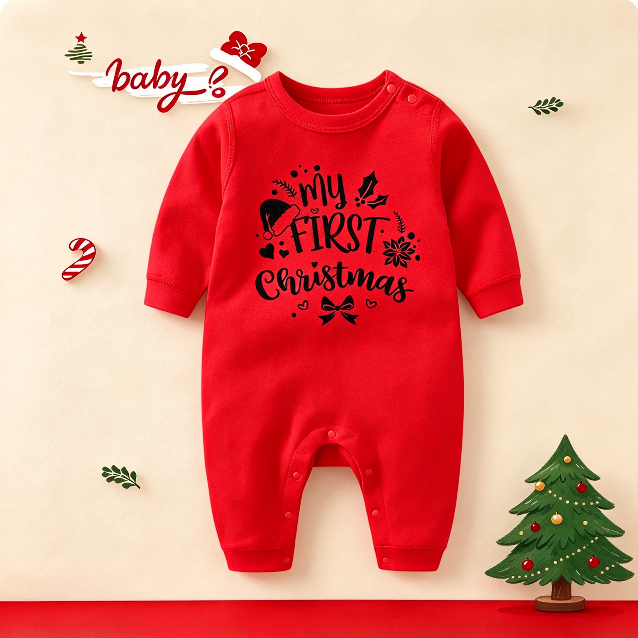 Custom Our First Christmas Baby Romper | Personalized Newborn Christmas Gift