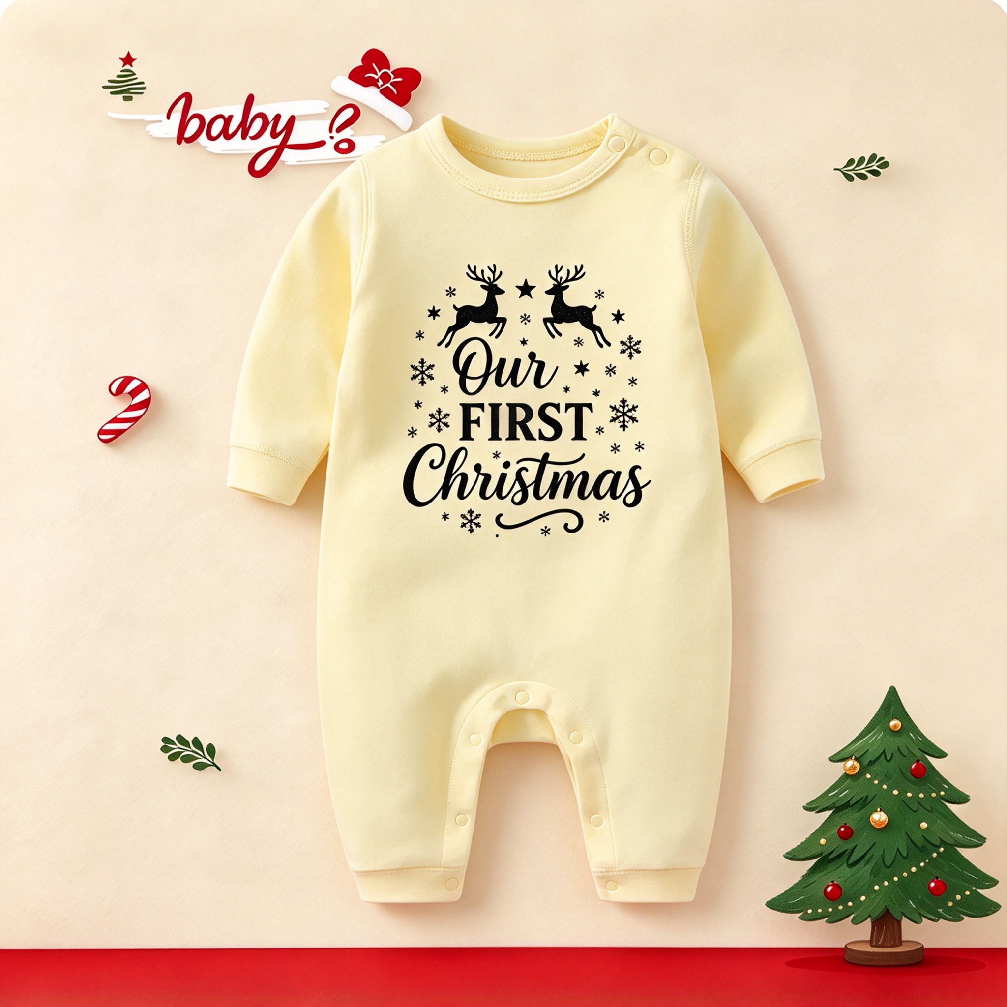Custom Our First Christmas Baby Romper | Personalized Newborn Christmas Gift