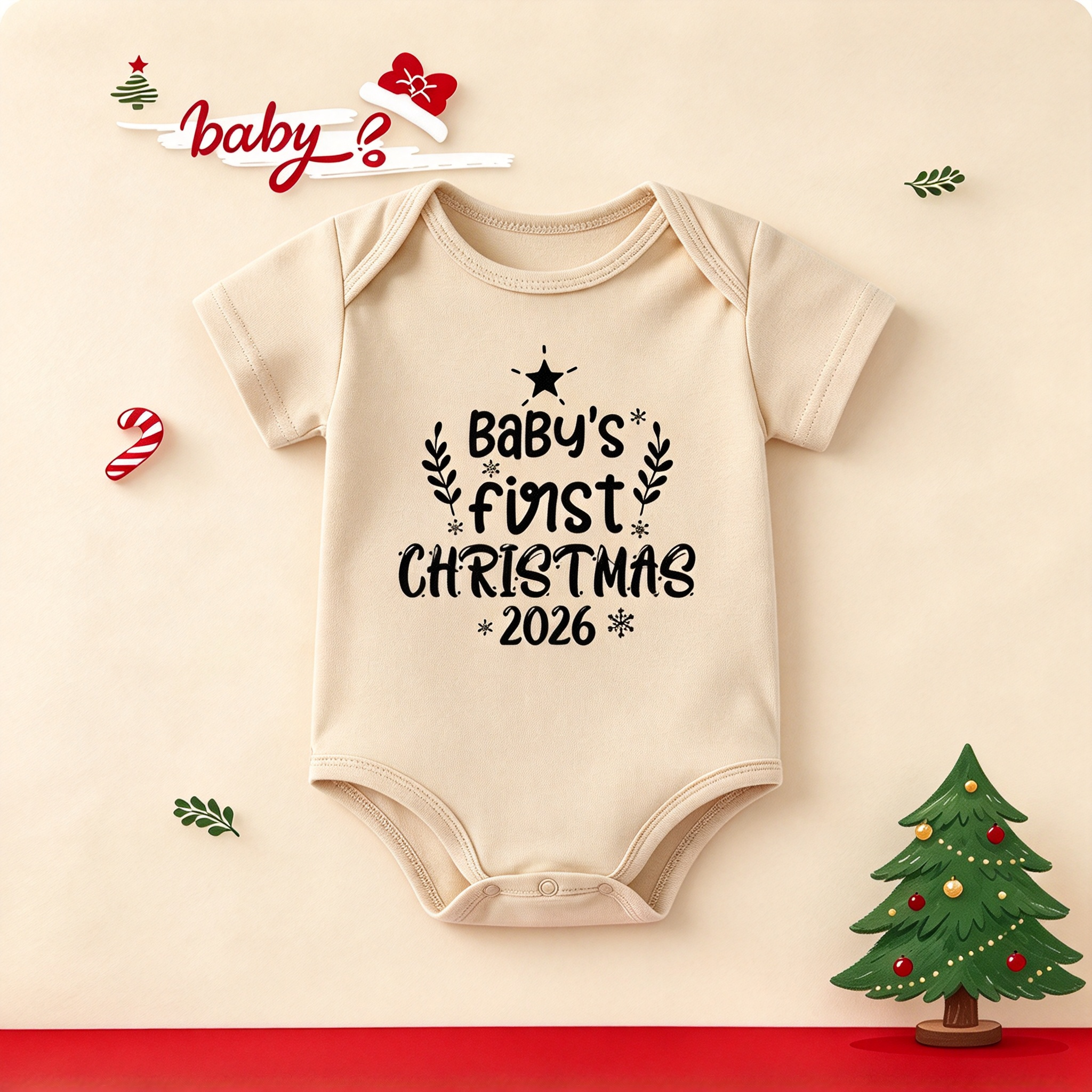 Custom Our First Christmas Baby Romper | Personalized Newborn Christmas Gift