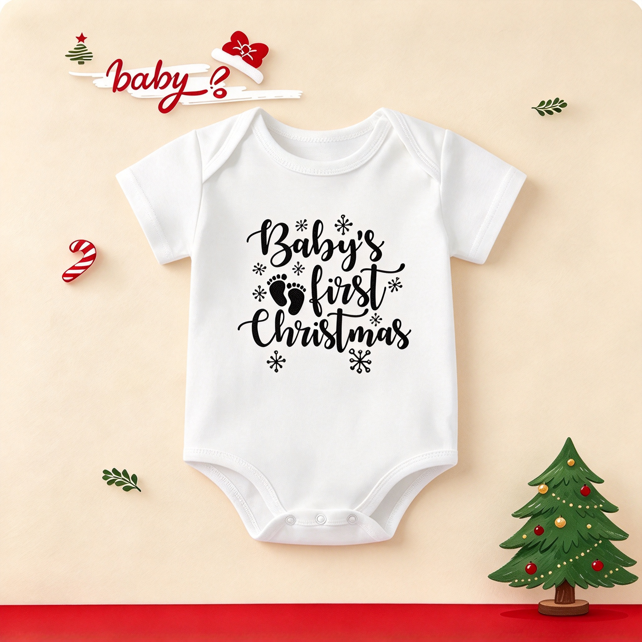 Custom Our First Christmas Baby Romper | Personalized Newborn Christmas Gift