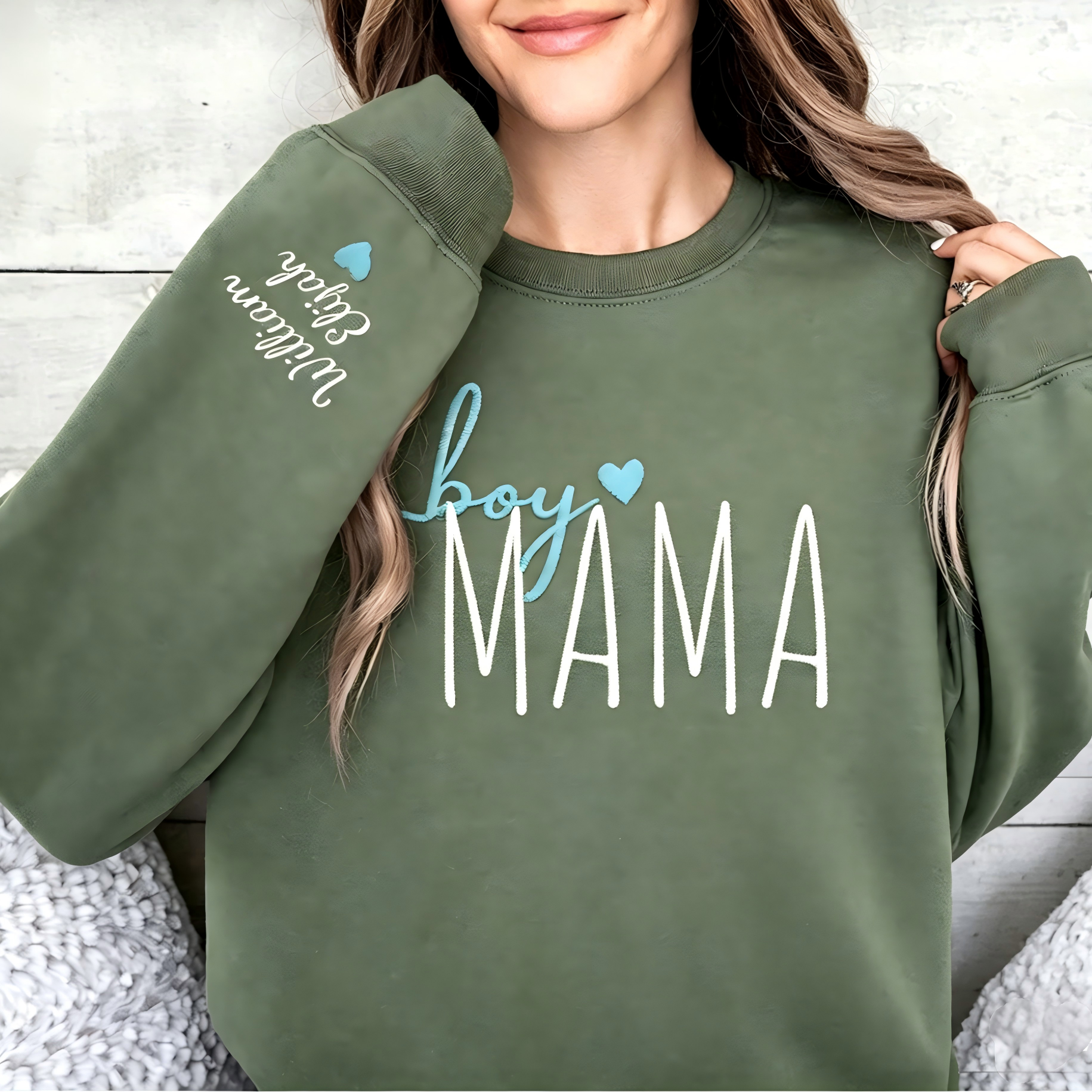 Personalized Boy Mama Sweatshirt With Kid Names