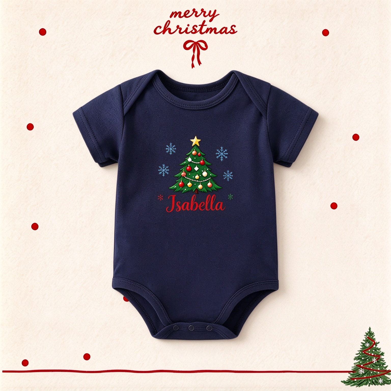 Custom Name Christmas Baby Onesie, Personalized Xmas Newborn Bodysuit