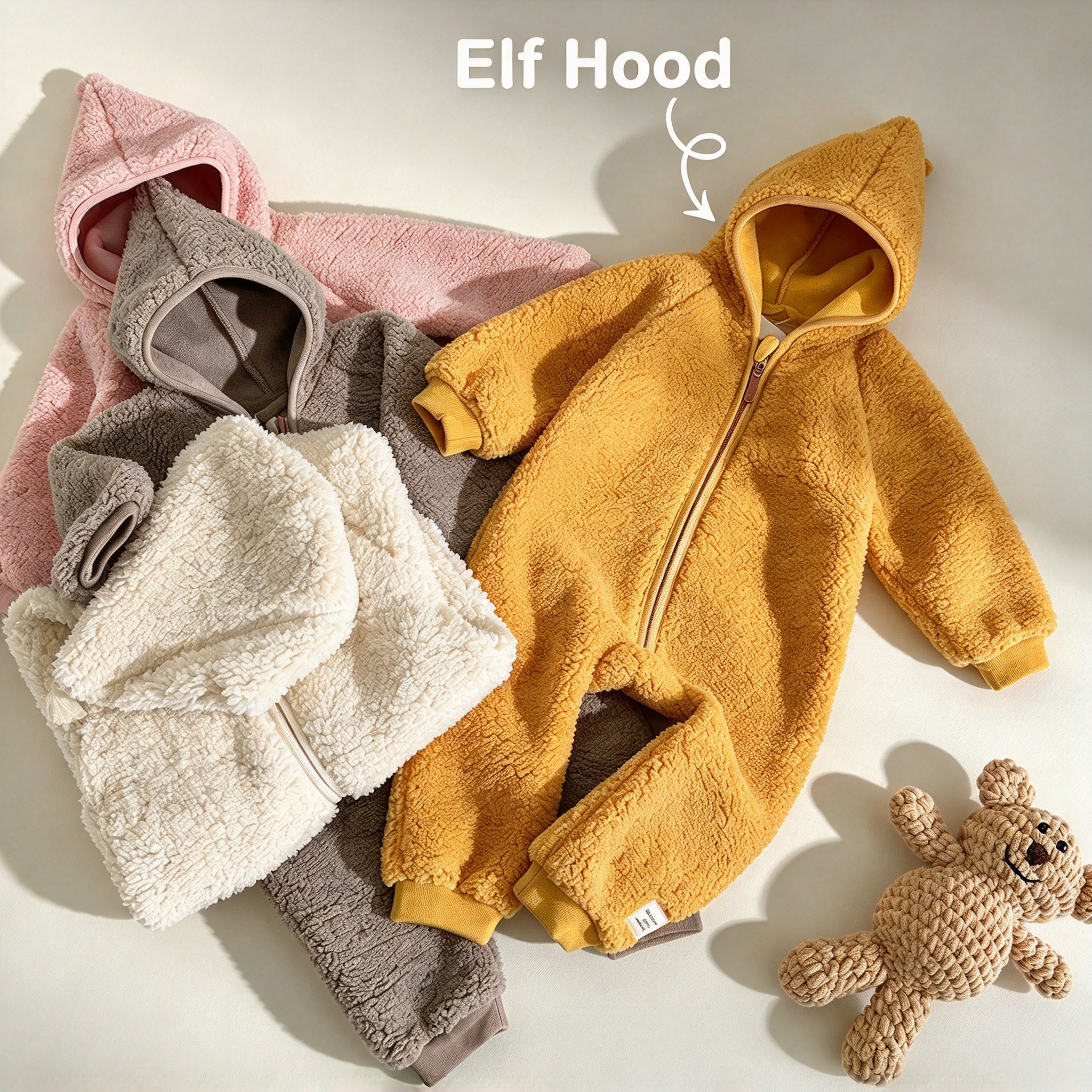 Personalized Embroidered Sherpa-Fleece Baby Hooded Jumpsuit, Custom Baby Name Onesie, Newborn Gift