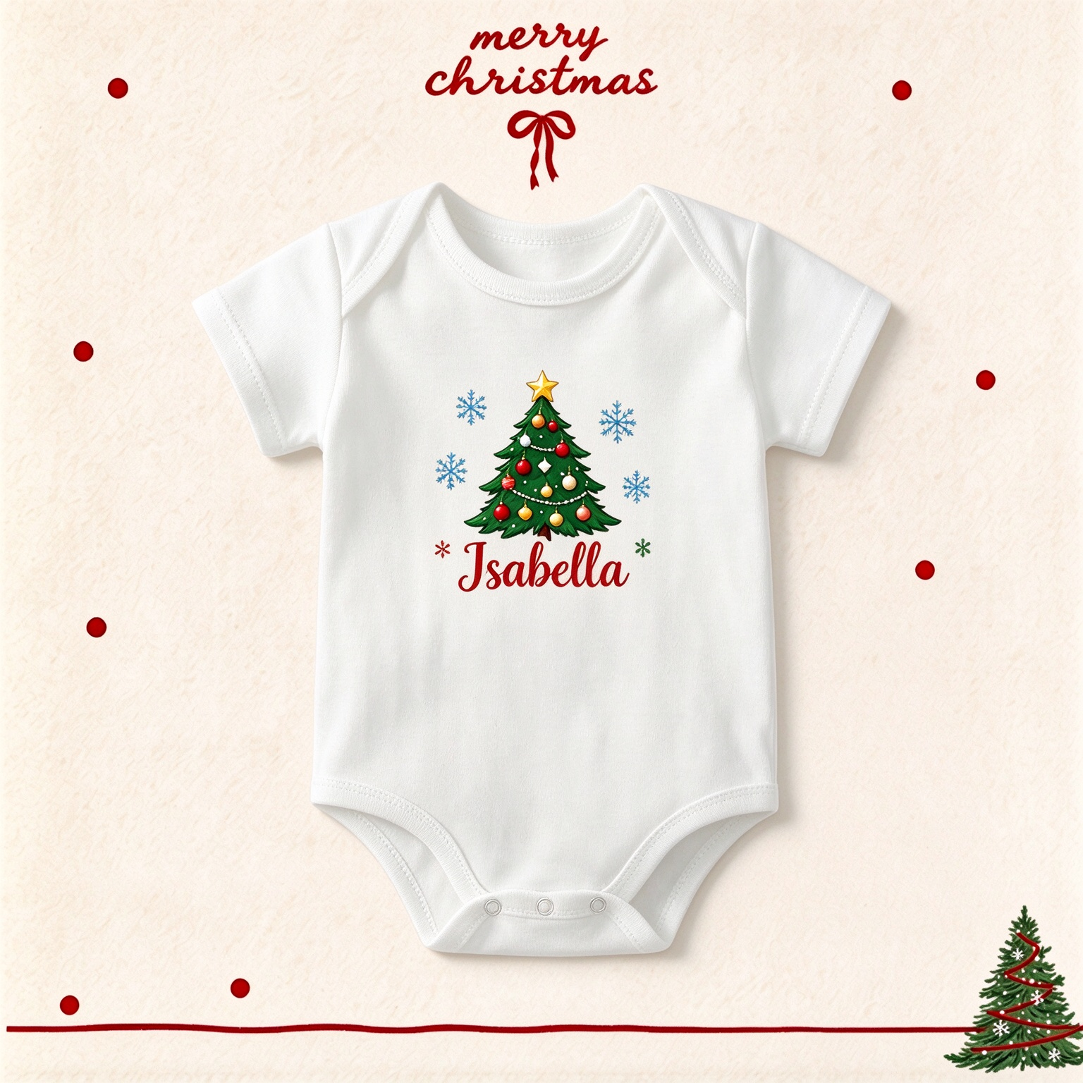 Custom Name Christmas Baby Onesie, Personalized Xmas Newborn Bodysuit