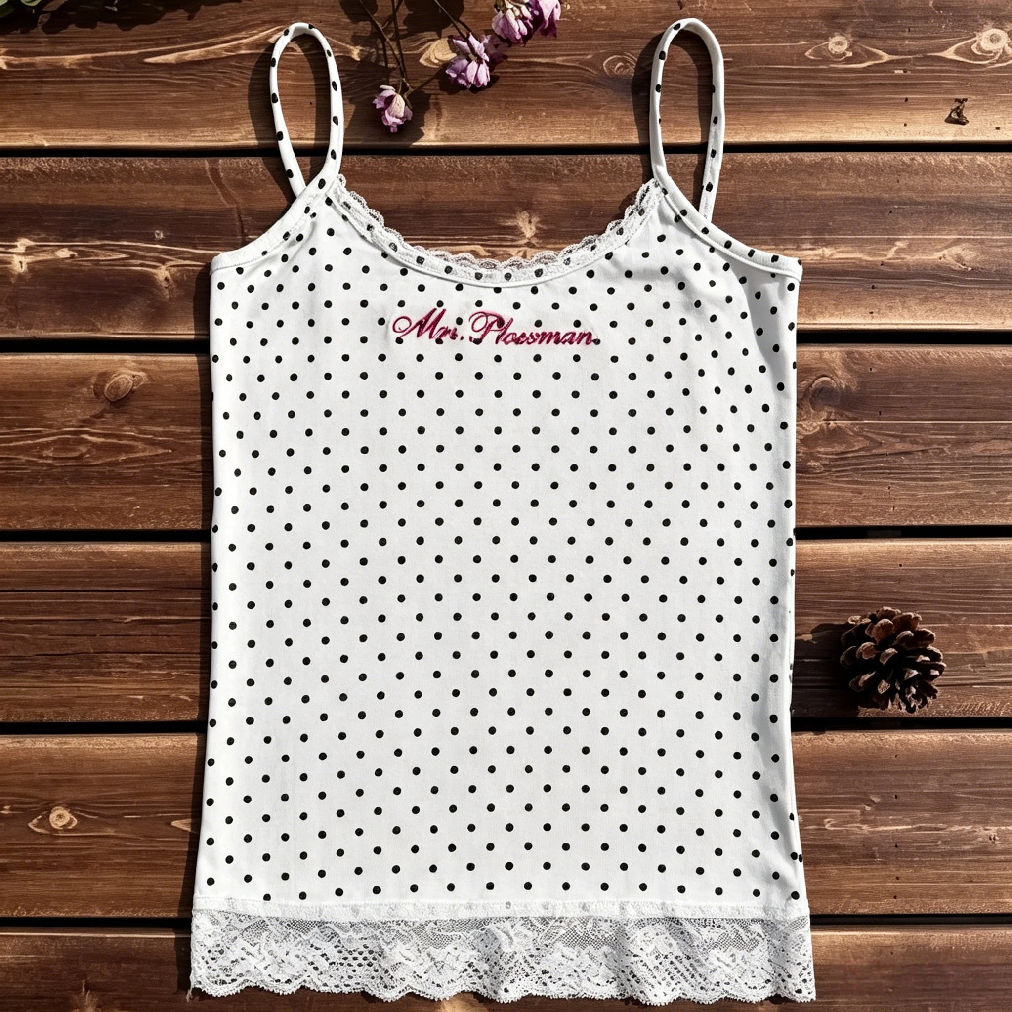 Personalized Embroidered Lace Tank Top