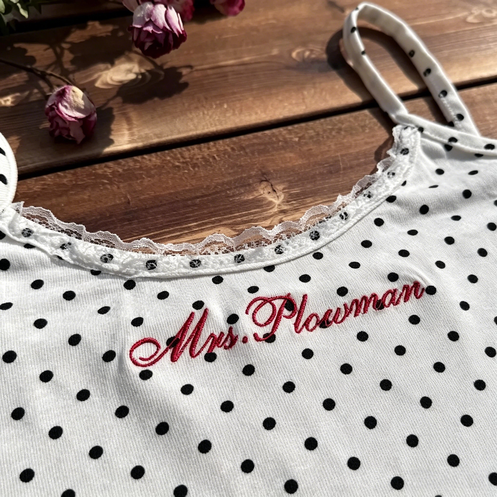 Personalized Embroidered Lace Tank Top