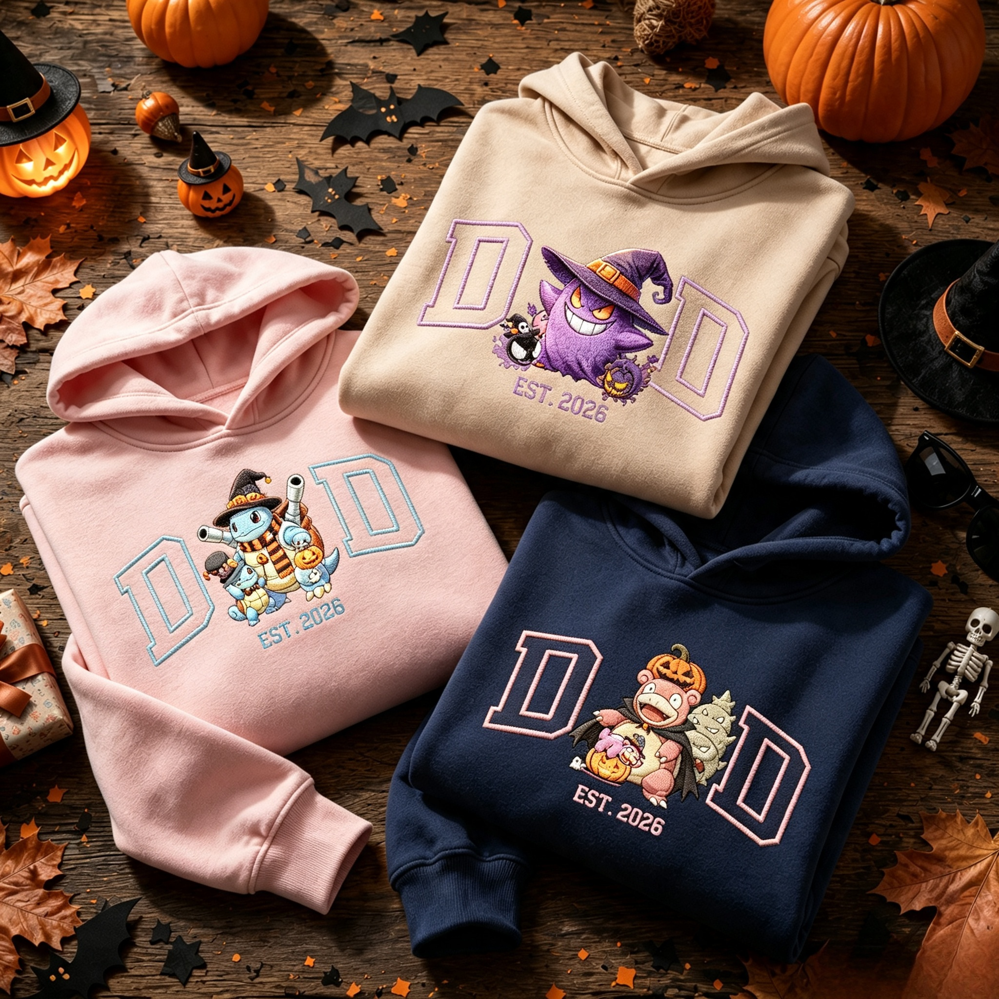 Halloween Pokemon Embroidered DAD EST 2026 Sweatshirt