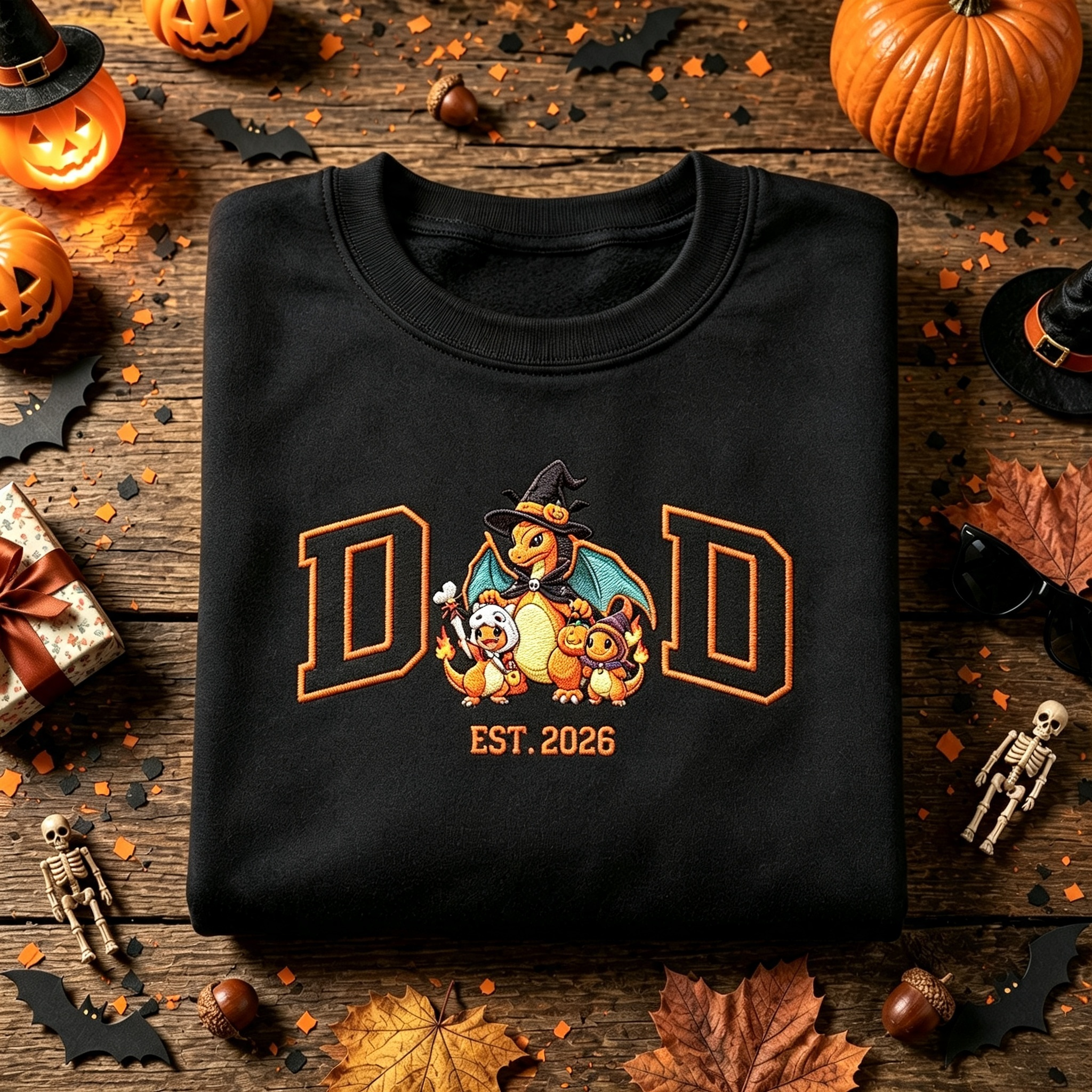 Halloween Pokemon Embroidered DAD EST 2026 Sweatshirt