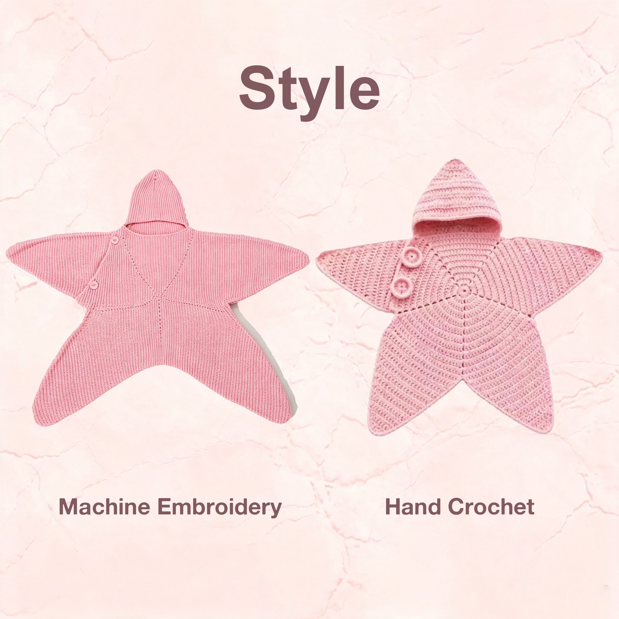 Handmade Crochet Starfish Baby Hooded Swaddle Sleeping Bag