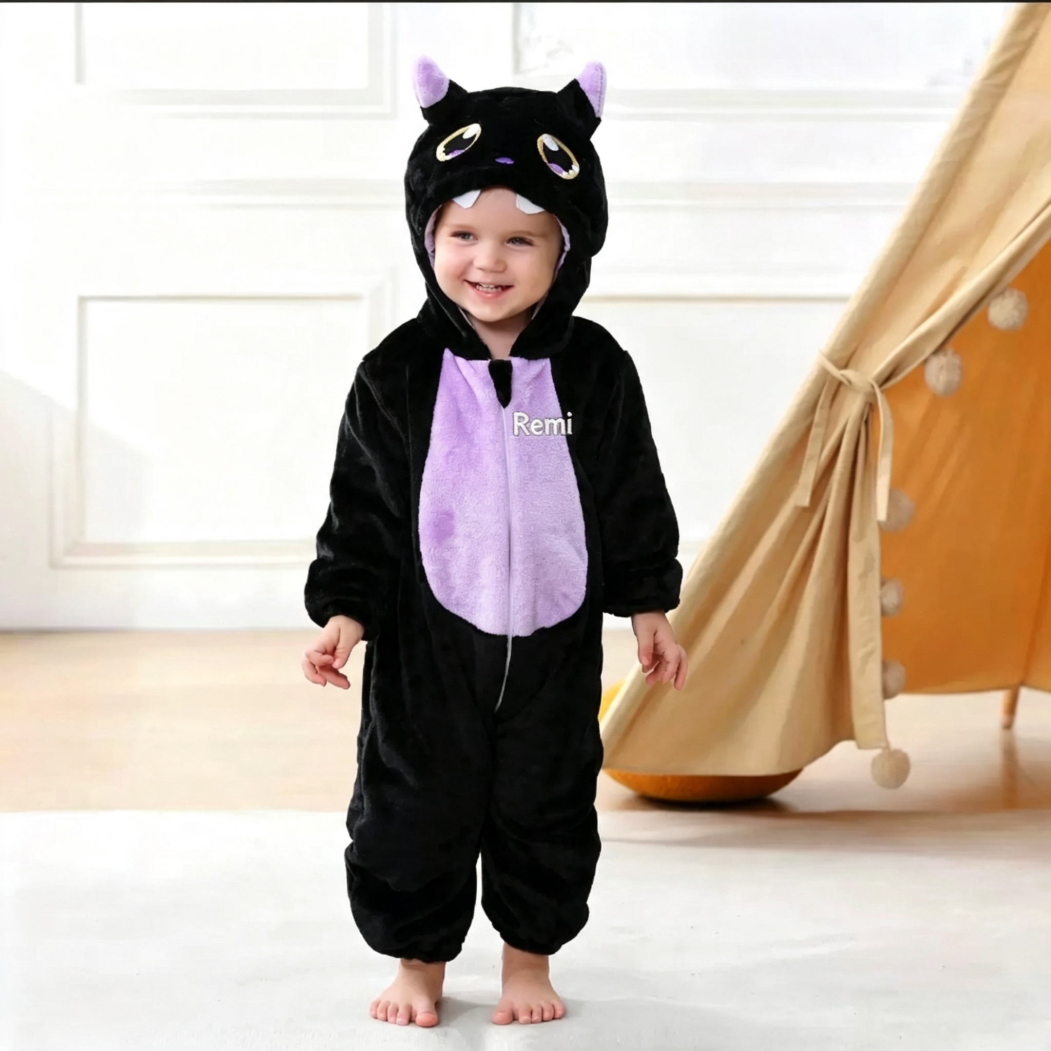MICHLEY Personalized Name Flannel Kids Cartoon Animal Onesie Pajamas  Custom Baby Romper Loungewear, Unique Newborn Shower Gift for Boys Girls