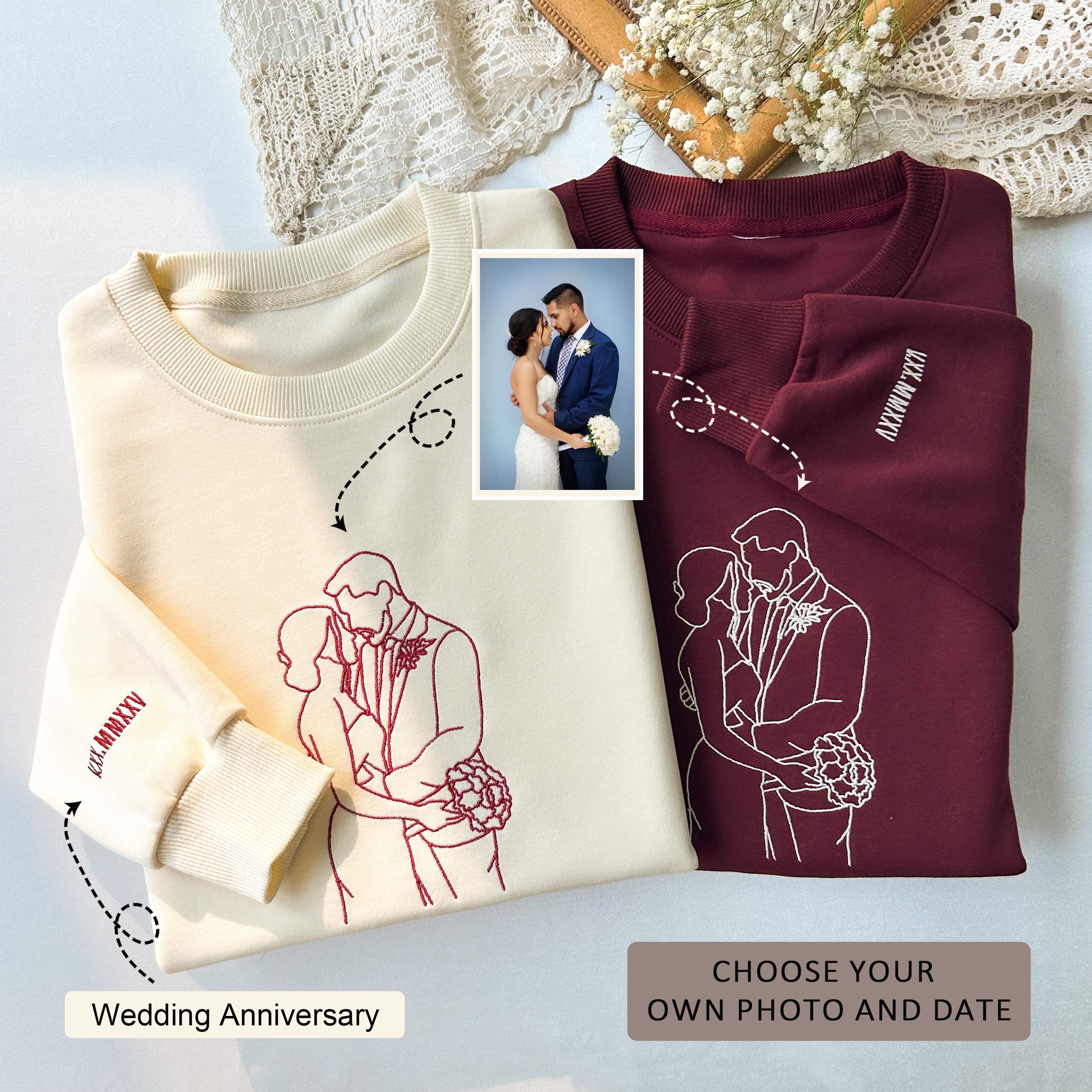 Anniversary Custom Embroidered Sweatshirt��Gifts for parents