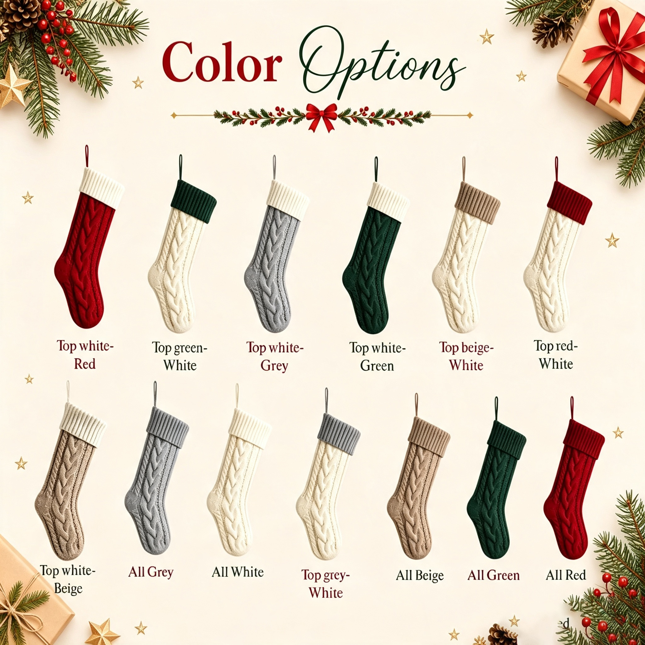 2026 Personalized Christmas Stockings, Xmas Embriodered Family Name Knit Holiday Stockings Gift