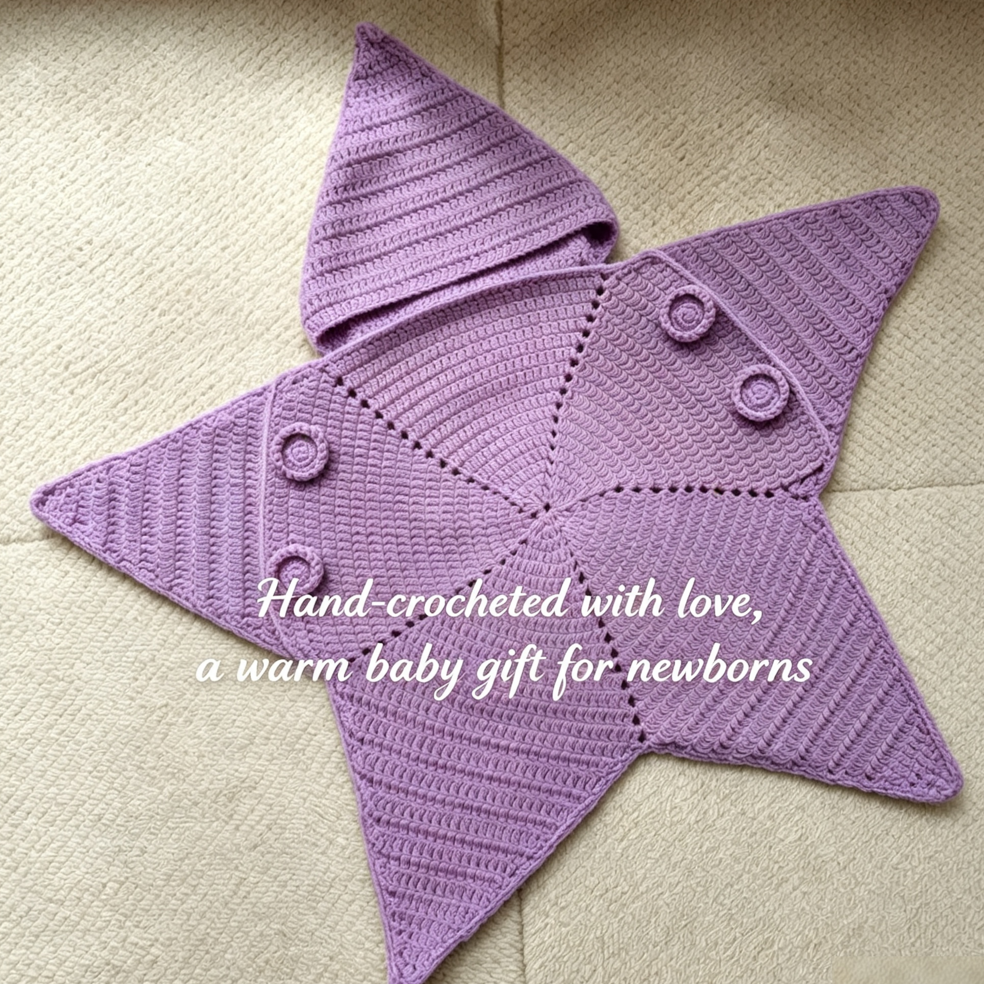 Handmade Crochet Starfish Baby Hooded Swaddle Sleeping Bag